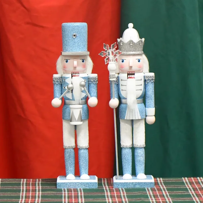 30cm Desktop Decoration Ornament Sparkling Nutcracker Wooden Doll Children's Christmas Gift