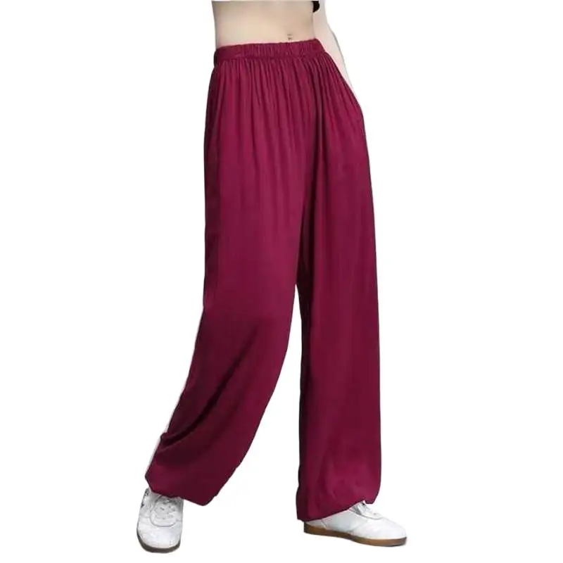 Hot Sale 2024 Summer Elastic Waist Women Wide Leg Trousers Male Casual Loose Long Pants Kungfu Pants Palazzo vetement femme