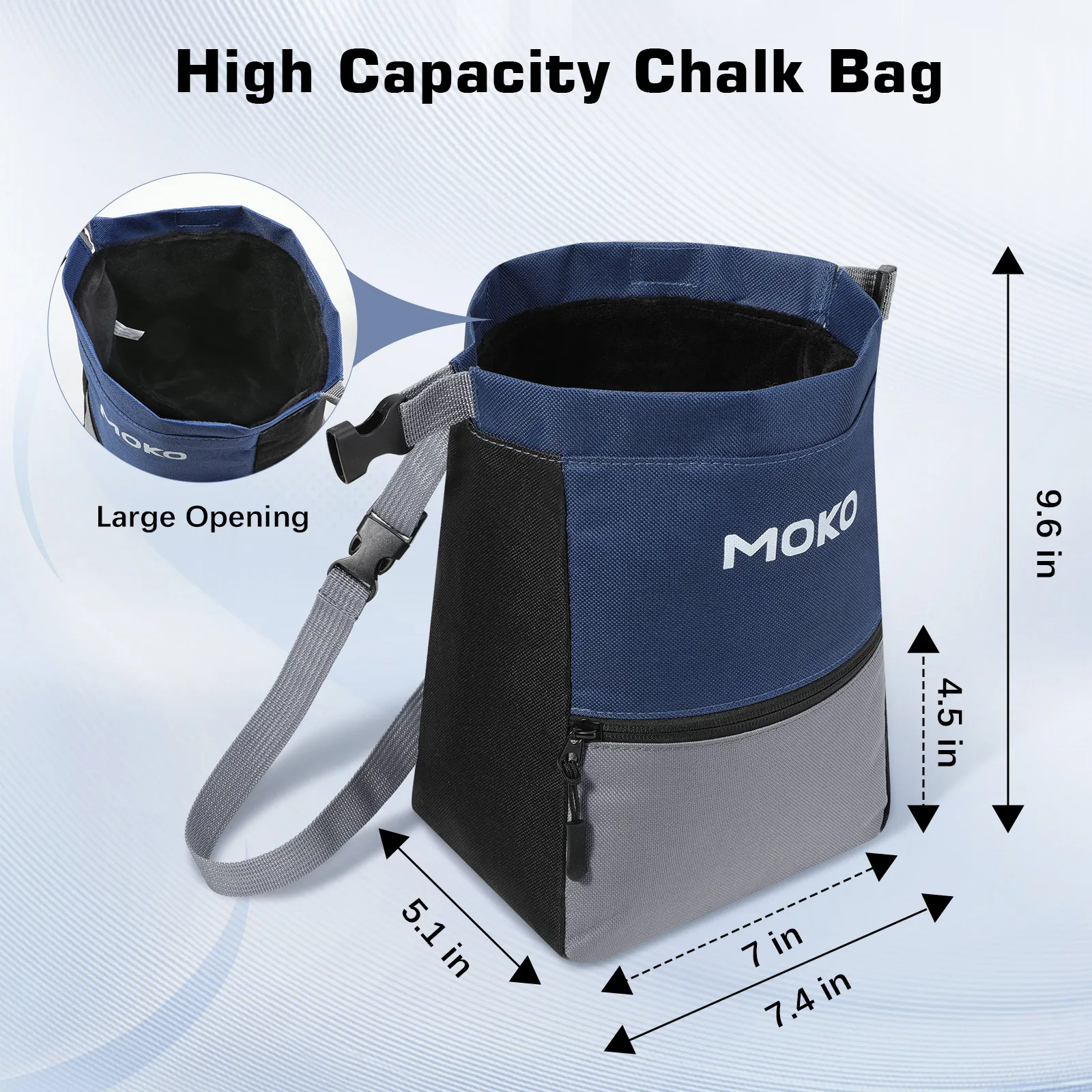 MoKo Chalk Bag for Rock Climbing Large Capacity Climbing Chalk Bag