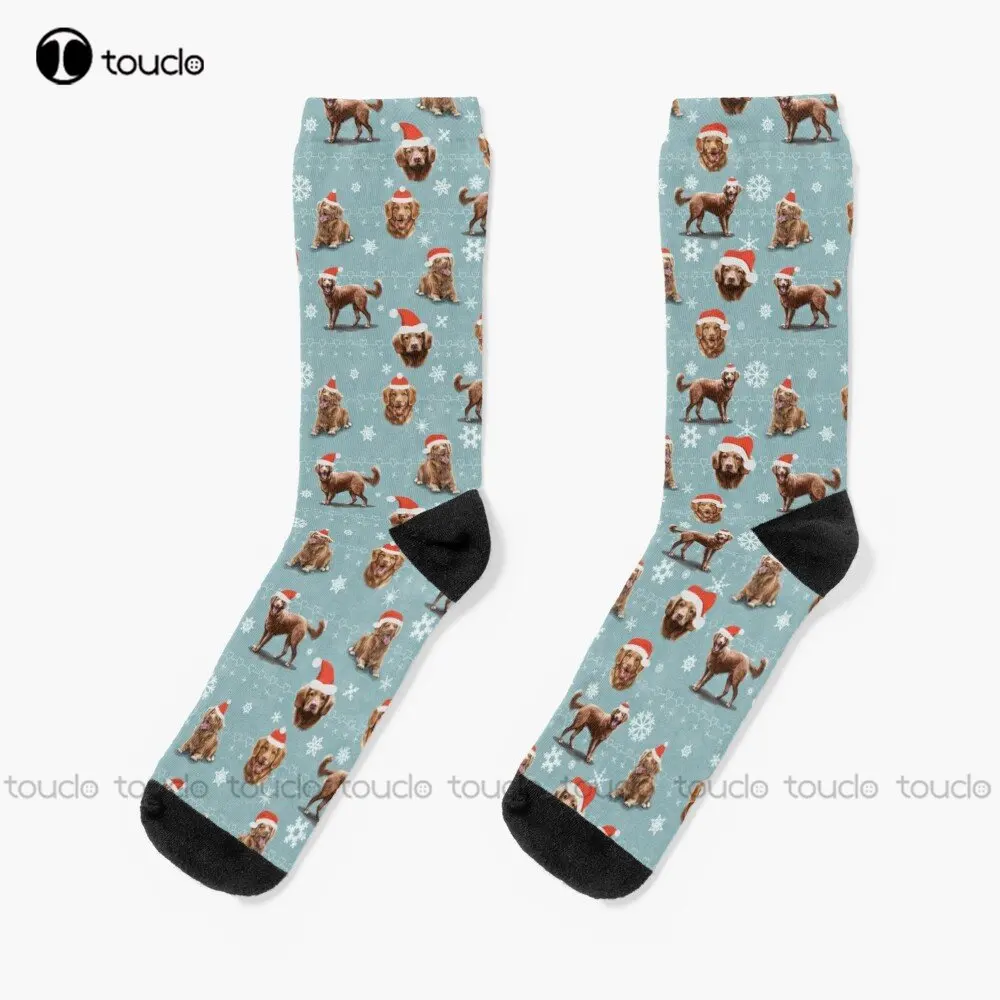 The Christmas Nova Scotia Duck Tolling Retriever Dog Socks High Socks Personalized Custom Unisex Adult Teen Youth Socks Cartoon