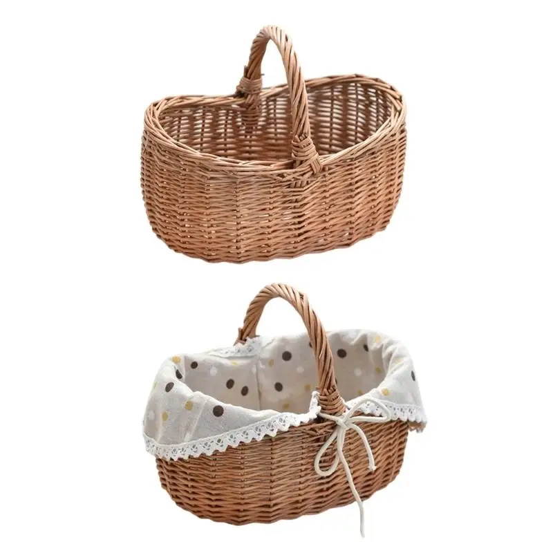 Practical Sturdy Wicker Fruit Storage Basket With Waterproof and Stain Resistant Interior Liner Daily Casual Use