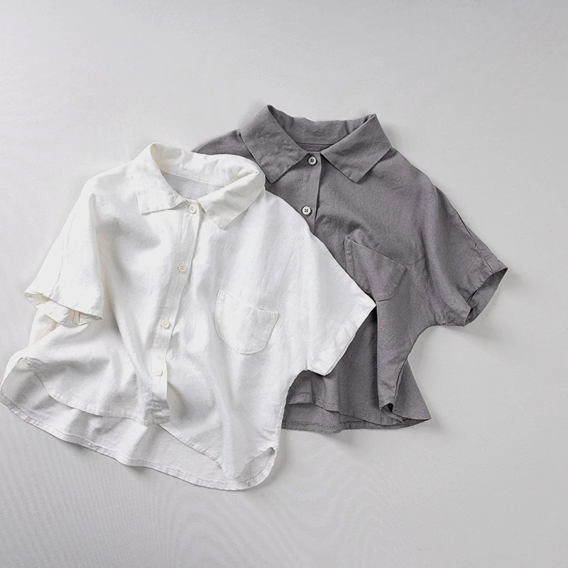New Boys' and Girls' Shirts Short Sleeves Loose Casual Korean Fashion Trend 2026 Summer