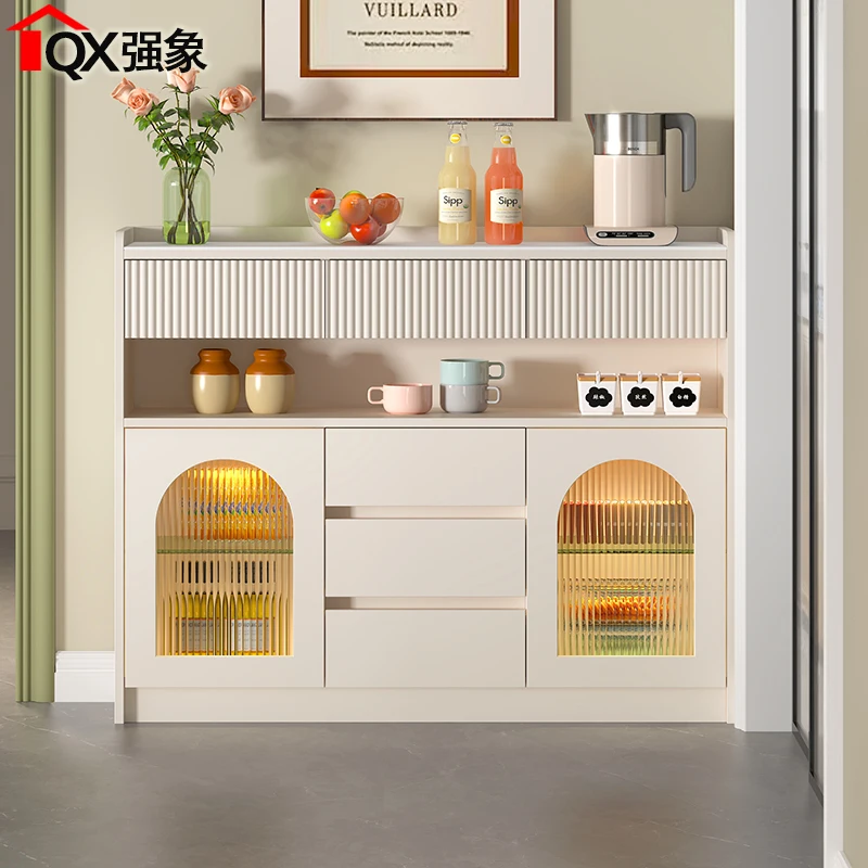 

French rock slab ultra-thin dining side cabinet 20cm30cm narrow side cabinet living room tea cabinet kitchen storage wall side