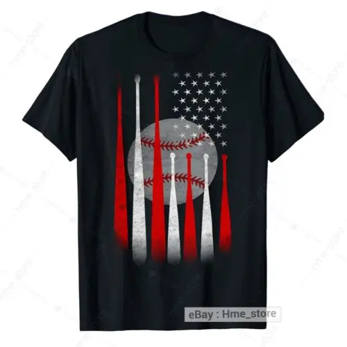 

Baseball USA American Flag Vintage Baseball T-Shirt for Fans Players Athlete Tee