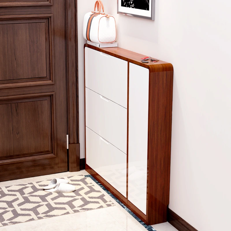 Large-capacity Ultra-thin Shoe Cabinet Dormitory Entrance Rack Storage Cabinets Solid Wood Light Luxury Home Furniture