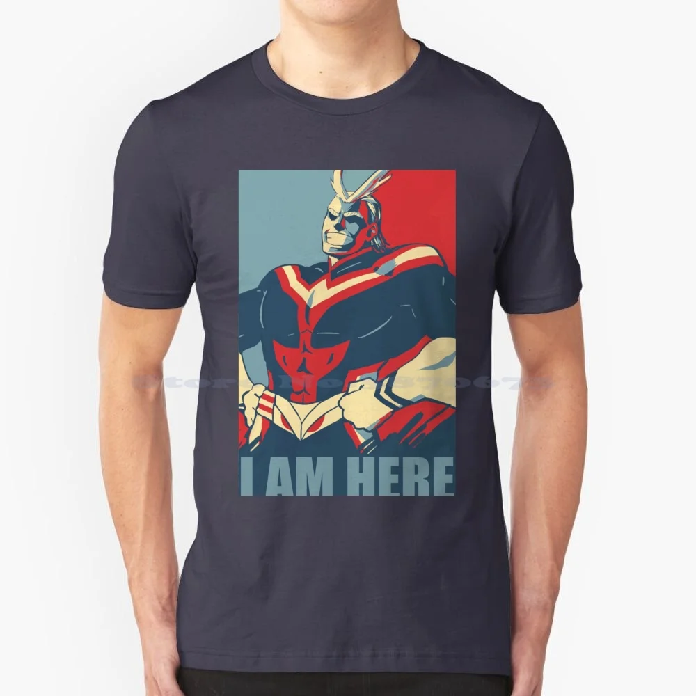 Camiseta de algodón 100% "I Am Here", camiseta de Boku No Hero Academia, Manga de Anime Deku All Might Bakugou