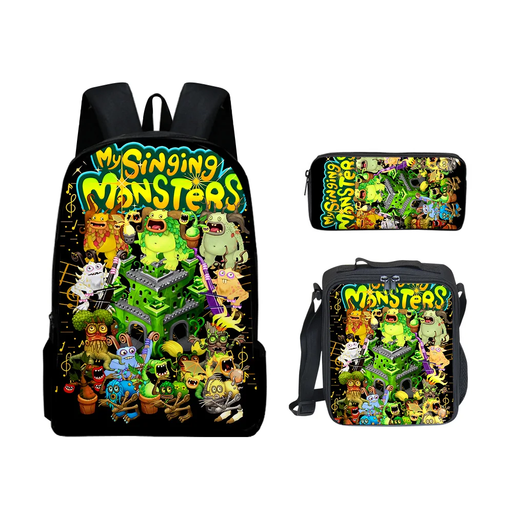 

Harajuku Novelty Cool my singing monsters 3D Print 3pcs/Set pupil School Bags Laptop Daypack Backpack Lunch bag Pencil Case