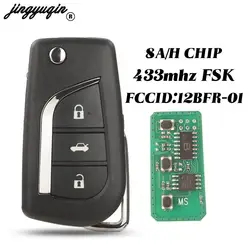 jingyuqin 3Buttons FCCID:12BFR-01 Flip Remote Car Key Fob 433MHZ H-8A Chip For Toyota Camry Hilux Corolla Car Accessories 2018+