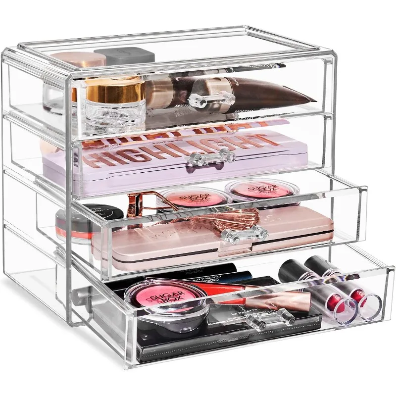 Makeup Organizer - 4 Drawer Acrylic Make Up Organizers and Storage for Cosmetics, Jewelry, Beauty Supplies