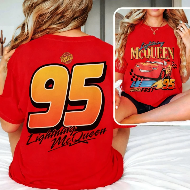 

Cars Lightning Mcqueen Disney Boy Girl 2026 Summer T-shirt Family Parent-child Wear Oversized Casual Men Women Short Sleeve Tee