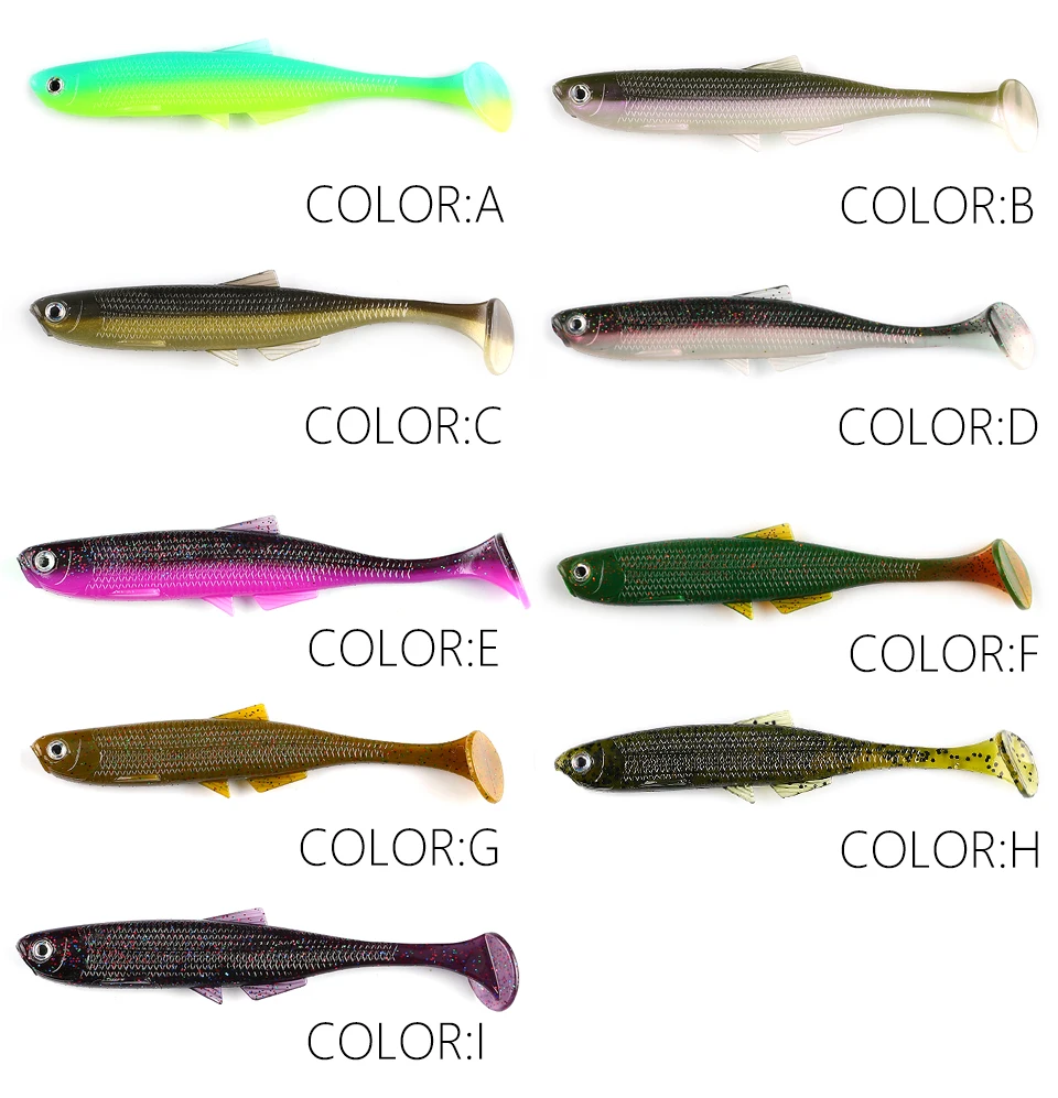 Supercontinent Leanness ShadTeez T-Tail 5cm/7.5cm/12cm Hecht Zander Raubfisch-Angelköder mit 3D-Augen Weichköder Angelköder – Detail 3