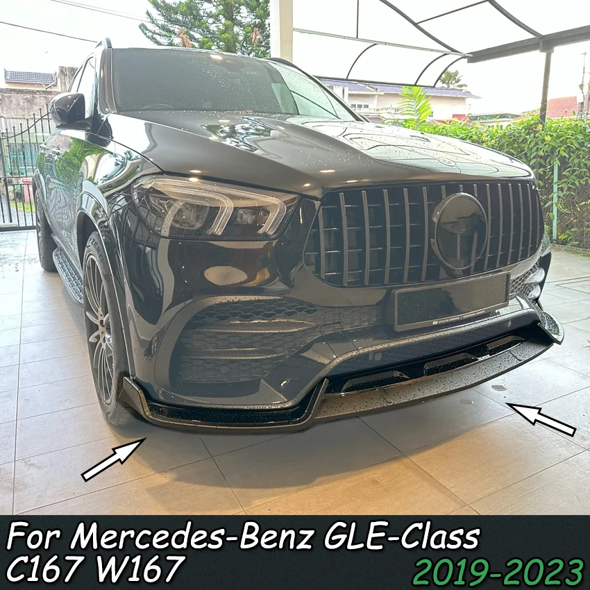 메르세데스 벤츠 GLE 클래스 W167 C167 GLE350 AMG 2019-2023 범퍼 립 프로텍터 로워 블레이드 스플리터 용 프론트 범퍼 립 스포일러