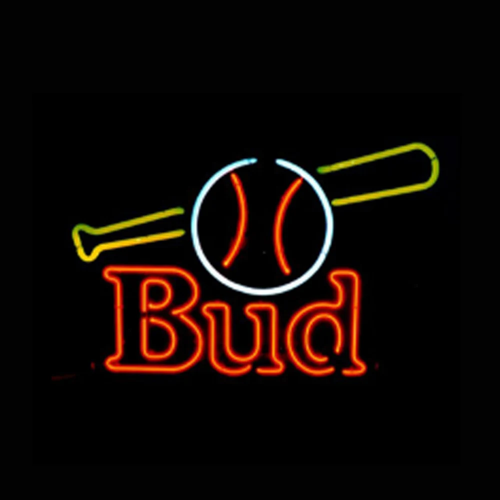 

BUD Baseball Custom Lamp Handmade Real Glass Tube Advertise Sport Beer Bar Store Room Decor Display Gift Neon Sign Light 17"X12"