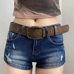 American Retro Belt for Women 2024 New Brown Jeans with Versatile Korean Belt Instagram Fashion