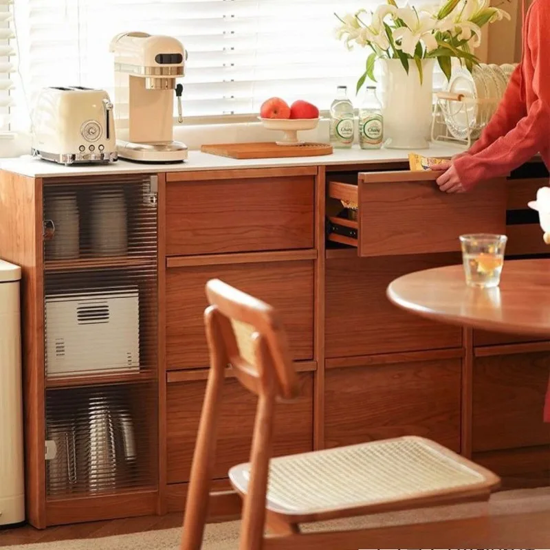 

Simple solid wood rock slab dining side cabinet tea room against the wall restaurant storage solid wood