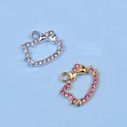 10PCS Artificial Crystal Cat Head Frame Alloy Pendant Sparkling Charm Fashion DIY Necklace Bracelet Earring Keychain Accessories