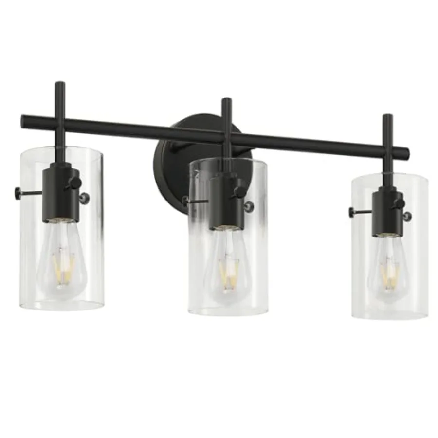

Bathroom Light Fixtures Vanity Light Black Bathroom Lights Over Mirror with Clear Glass Shade Wall Sconces for Mirror Bedroom L