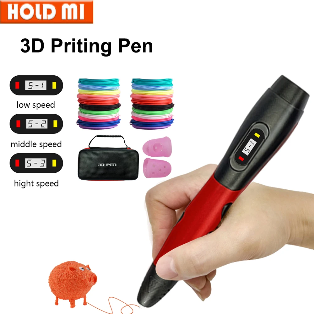 

3D Pen Kids 3 Speed Adjustable 3D Printing Pen LCD Screen DIY Drawing Pens PLA Filament Children Toys Girls and Boys Gifts