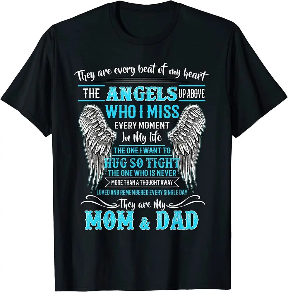 NEW! Mom & Dad My Angels in Memories of Parents In Heaven T-Shirt   Tees High Quality 100%Cotton Short Sleeve