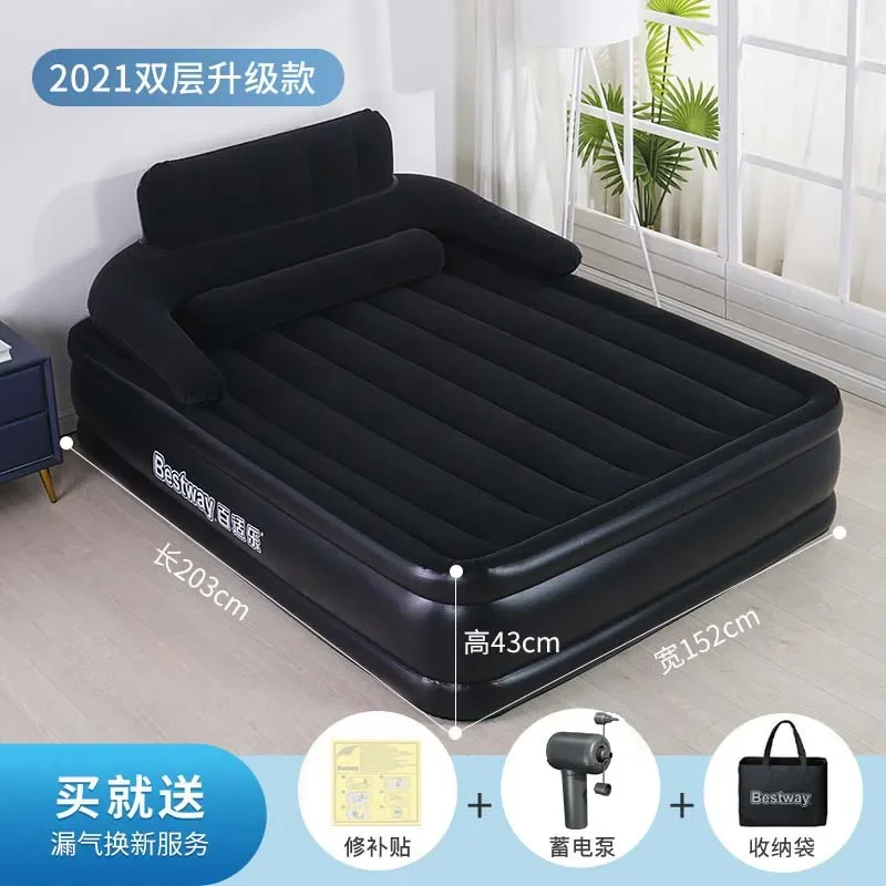 Heavy Duty Inflatable Bed Double Size Tear-Resistant PVC Air Mattress with Repair Kit for Camping Travel Furniture decoration