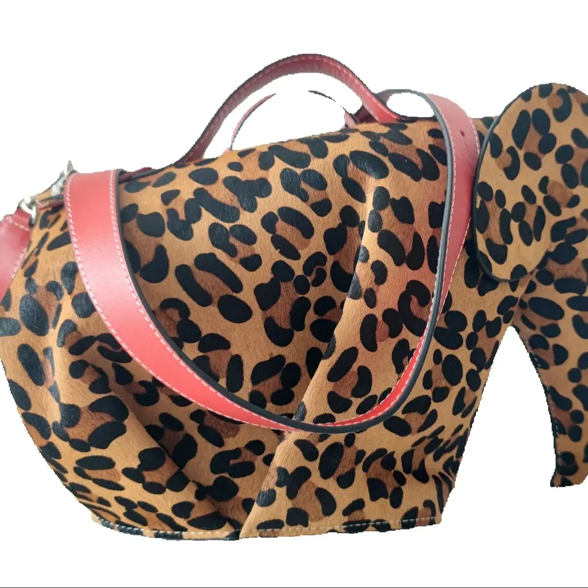 

Personalized Calf-hair on Leather Leopard Giant Elephant Purse Exclusive 2025 Genuine Cowhide Crossbody Bag Tote Designer Red