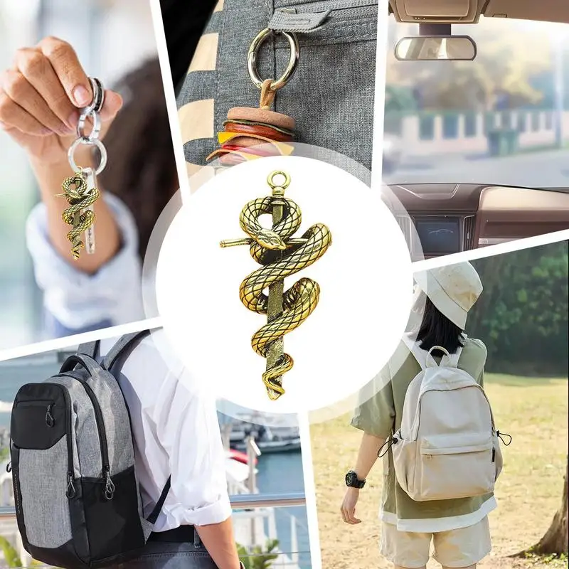 Snake Dangle Charm Snake Year Pendant Brass Snake Car Keychain Unique Snake Pendant Trinket Beautiful For Keychains Making