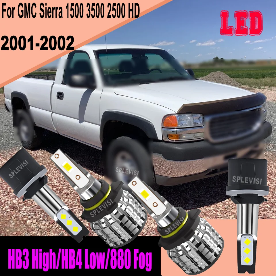 

Auto Light Bulb LED w/Cooling Fan - Headlight & Aluminum Heat Sink -Fog Light Kit For GMC Sierra 1500 3500 2500 HD 2001-2002