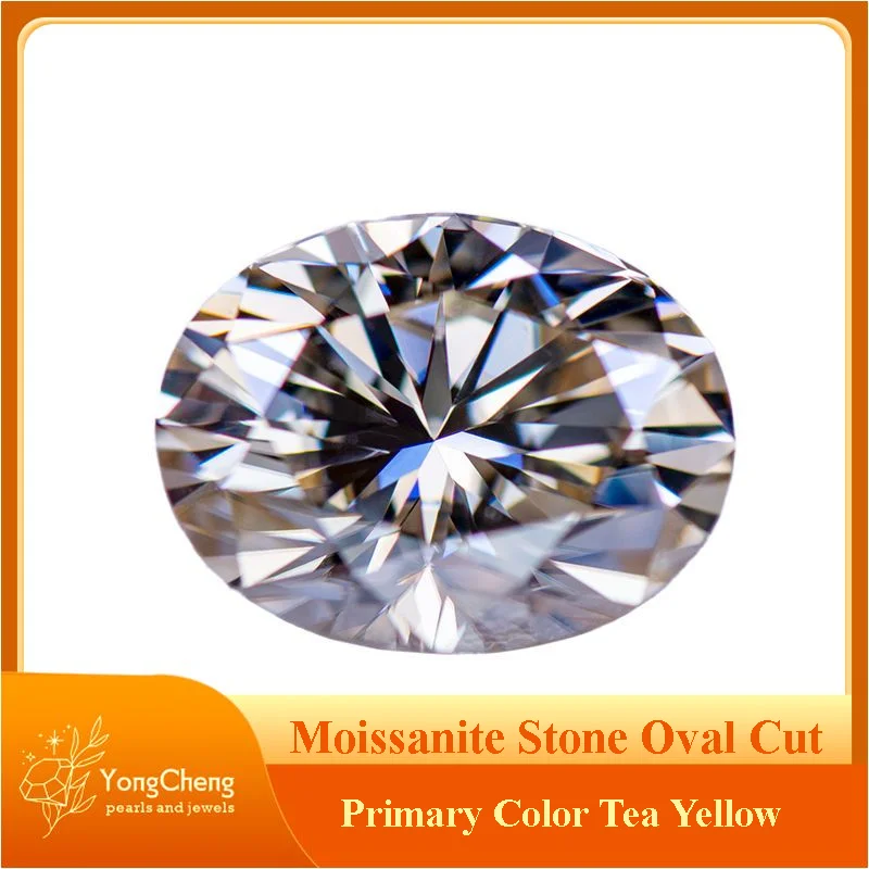 Moissanite Stone Oval Cut Primary Color Tea Yellow Lab Created Gemstone Diamond Jewelry Making Materials with  GRA Certificate