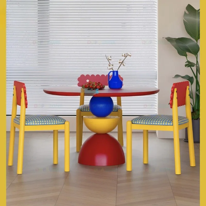 Creative dining table Memphis style color dining table and chairs