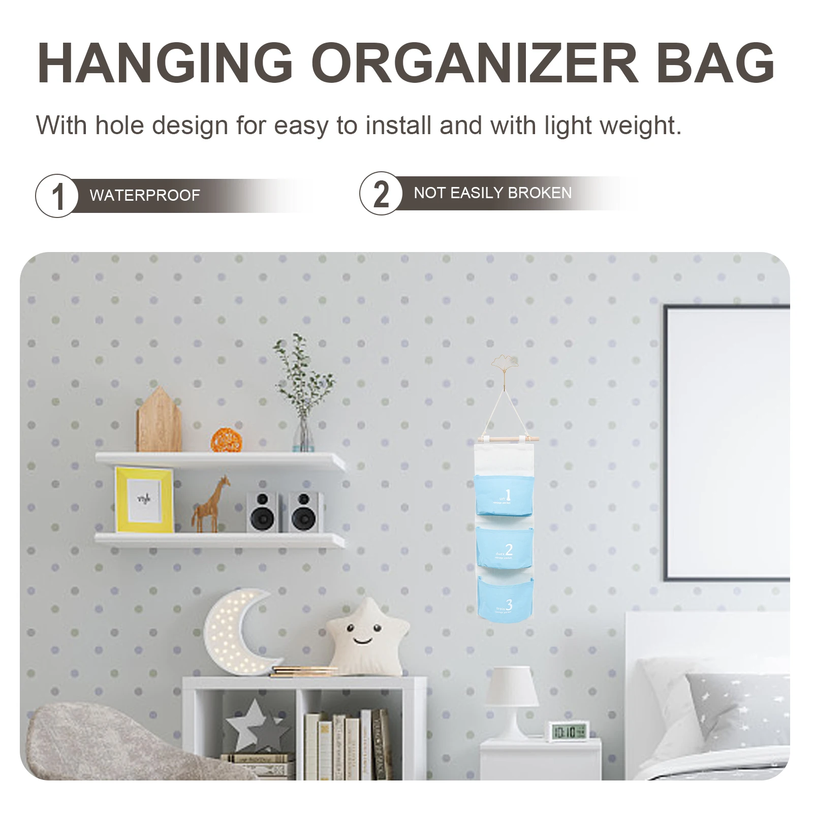 

Wall Hanging Storage Organizer Bag Multi Compartment Door Hanging Pouch Light Weight Space Saving Household