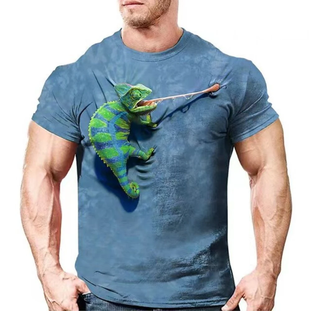 Chameleon T-Shirts Animal Lizard 3D Printed Streetwear Men Women Fashion Oversized Short Sleeve T Shirt Kids Tees Tops Clothing