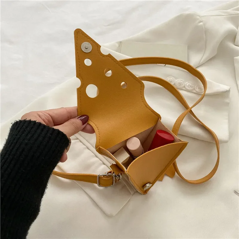 Fashion Lovely Cheese Shape Women Shoulder Bag Yellow PU Leather Girls Underarm Bags Female High Quality Cute Purse Handbag