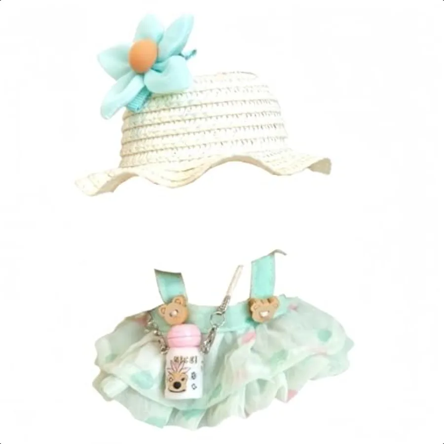 

Clothes Compatible with labubu Doll 1715 cm Dr up Clothing Accories with Fashion Skirt and hat for Dolls Green