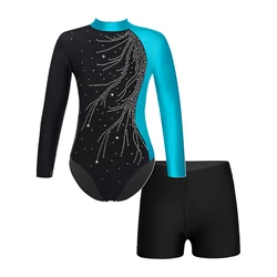 Girls Children's Leotard Ballet Gymnastics Body Tight Stretchy Shorts Training Athletic Unitards Gymnastics Dancewear Clothes