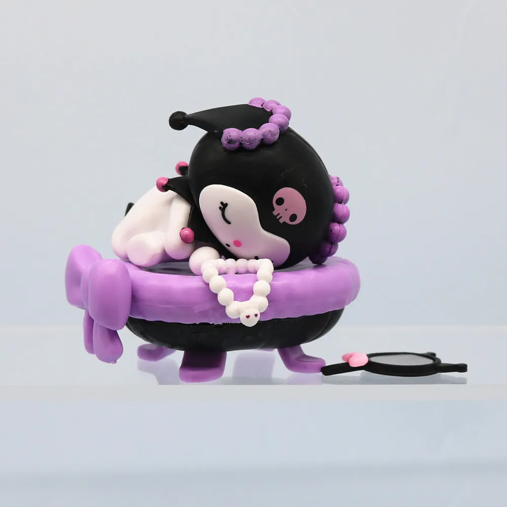 Sanrioファミリースリーピングインピーシリーズ、kuromi crosoll pompomPurin、かわいい素材、女の子のための手作りのおもちゃ、カワイイクリスマスギフト、セットあたり6個