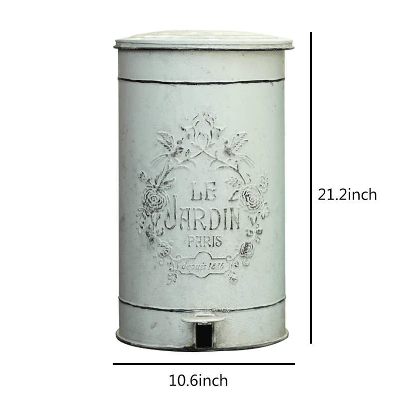 Farmhouse Trash Can Metal Waste Basket Tavern Round Trash Can Suitable For Kitchen Outdoors Garden Decoration