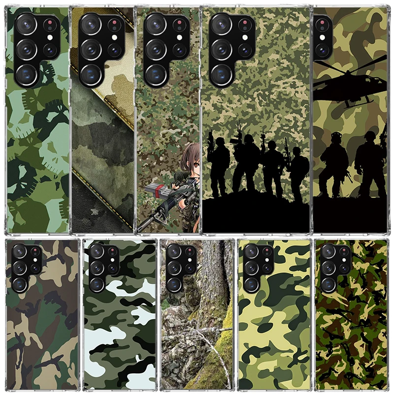 Camouflage Military Silicon Call Phone Case For Samsung Galaxy S23 S24 Ultra S21 S20 FE S22 S10 Plus S10E S9 S8 + Cover Funda