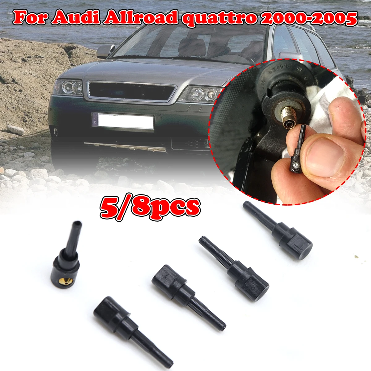 

5/8X Rear Wiper Washer Jet Nozzle For Audi Allroad Quattro Windscreen Window Spray Cap Rocker Spare Part Car Replacement 00-2005