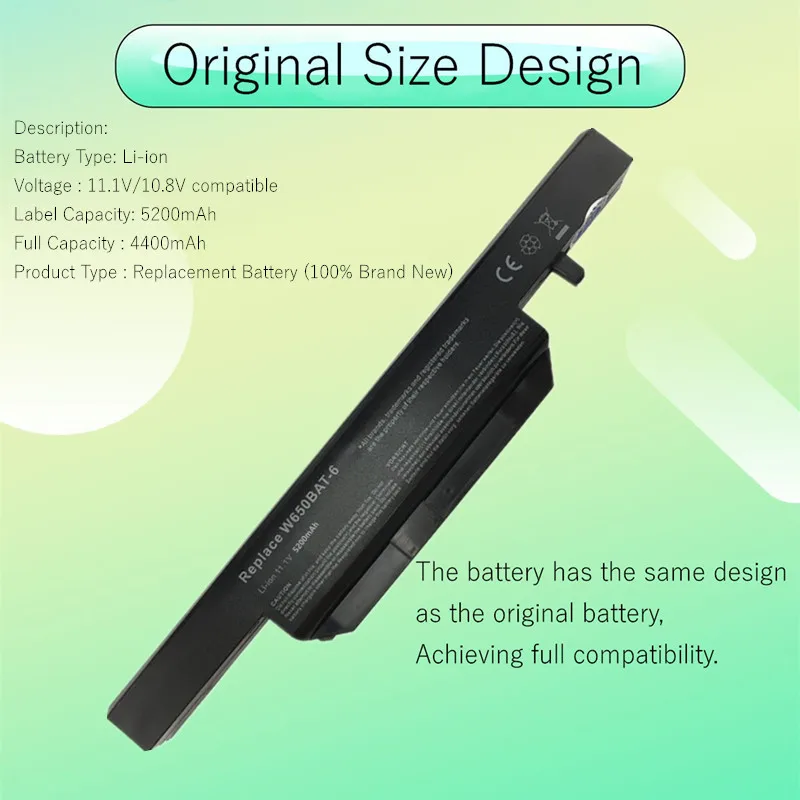 W650bat 6 Laptop Battery For Hasee K610C K650D K570N K710C K590C K750D W650BAT-6 G150SG G150S G150TC G150MG K4 K5