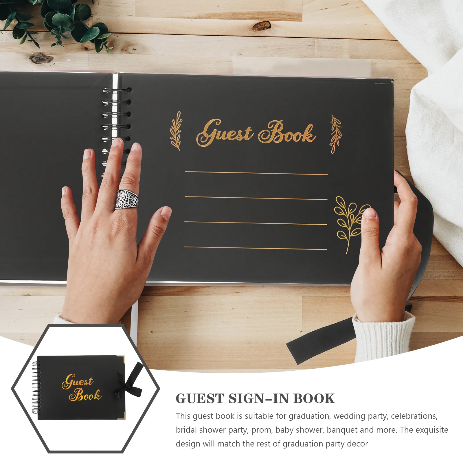 

Graduation Guest Book Rustic Sign-In Album Premium Paper Memory Keepsake Grad Sign Book Attendance Record