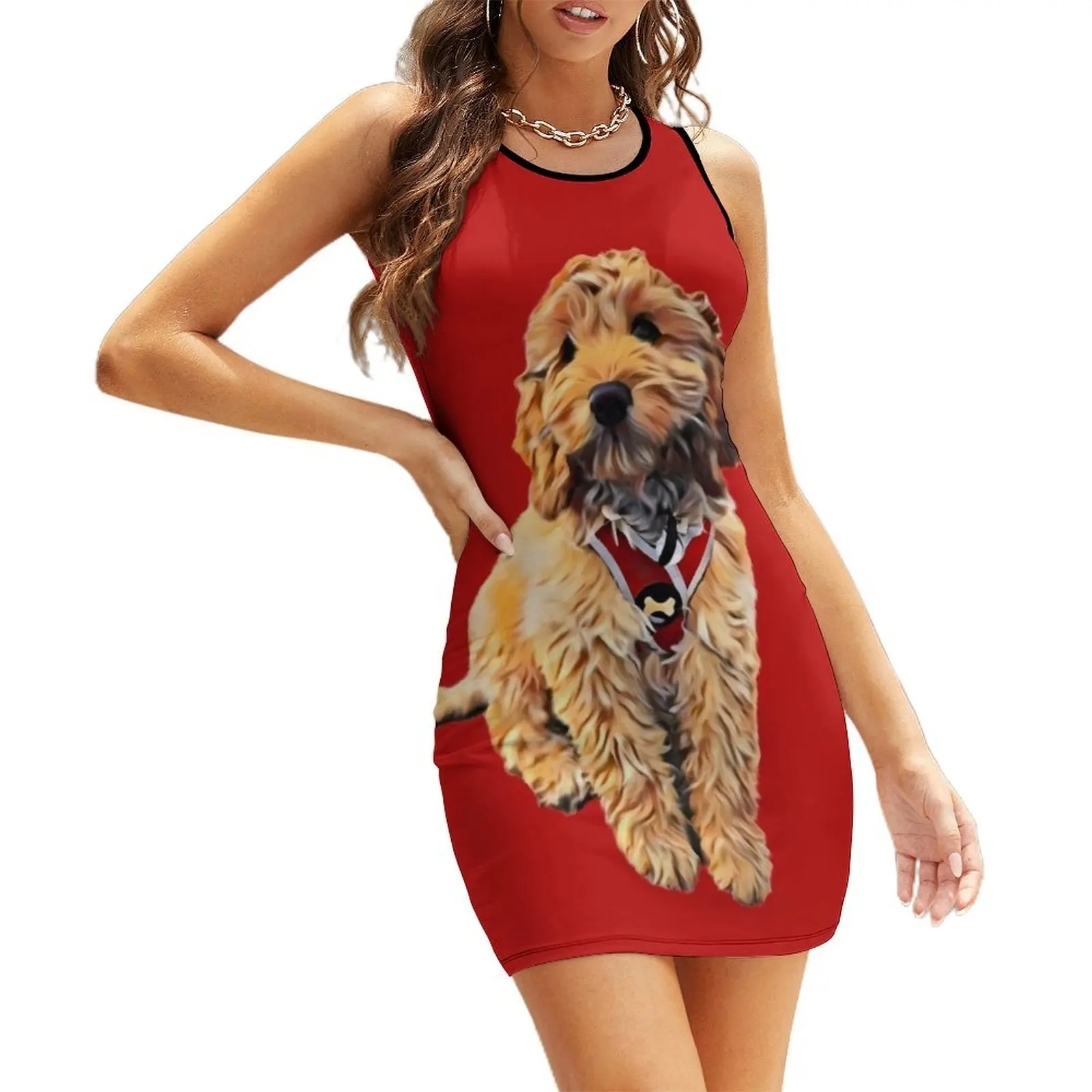 

Cute Golden Doodle art Sleeveless Sundress Women's evening dress summer dress woman 2025 women party dresses