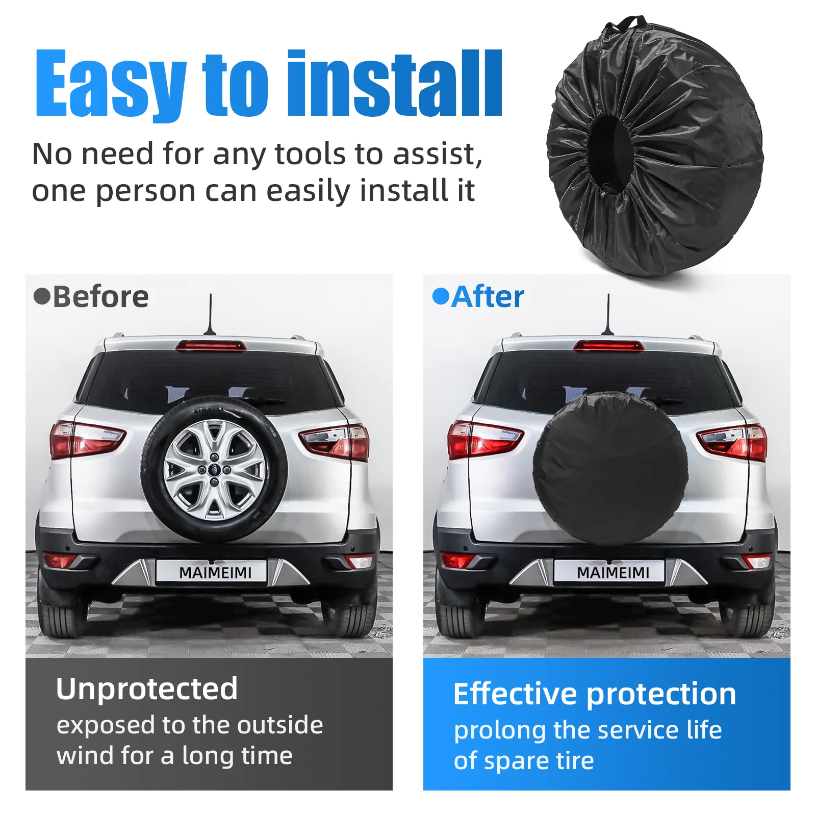 13-16 inch 16-20 inch Car Spare Tire Cover Sunscreen Waterproof Dustproof Protective Tire Bag Film  Tyre Spare Storage Cover