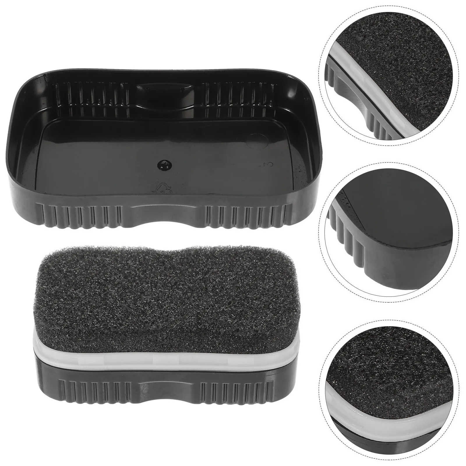 

1Pair Double-Sided Shoe Polish Sponge Soft High Density Plastic Cover Portable Cleaning Shoe Wax Brush Cleaner Tool