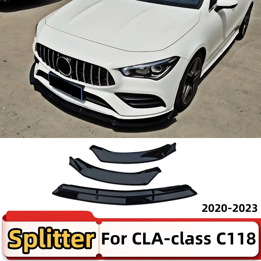 Front Spoiler Splitter Bumper Lip Chin Air Dam Guard Diffuser Body Kit Tuning Accessories For Mercedes Benz CLA C118 2020-2023