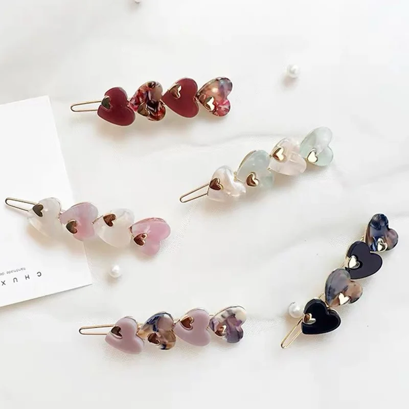 Women Hair Accessories Hair Clip Women Girls Elegant Design Acetate Love Heart Barrette Stick Hairpin Hair Pins 2022 Fashion