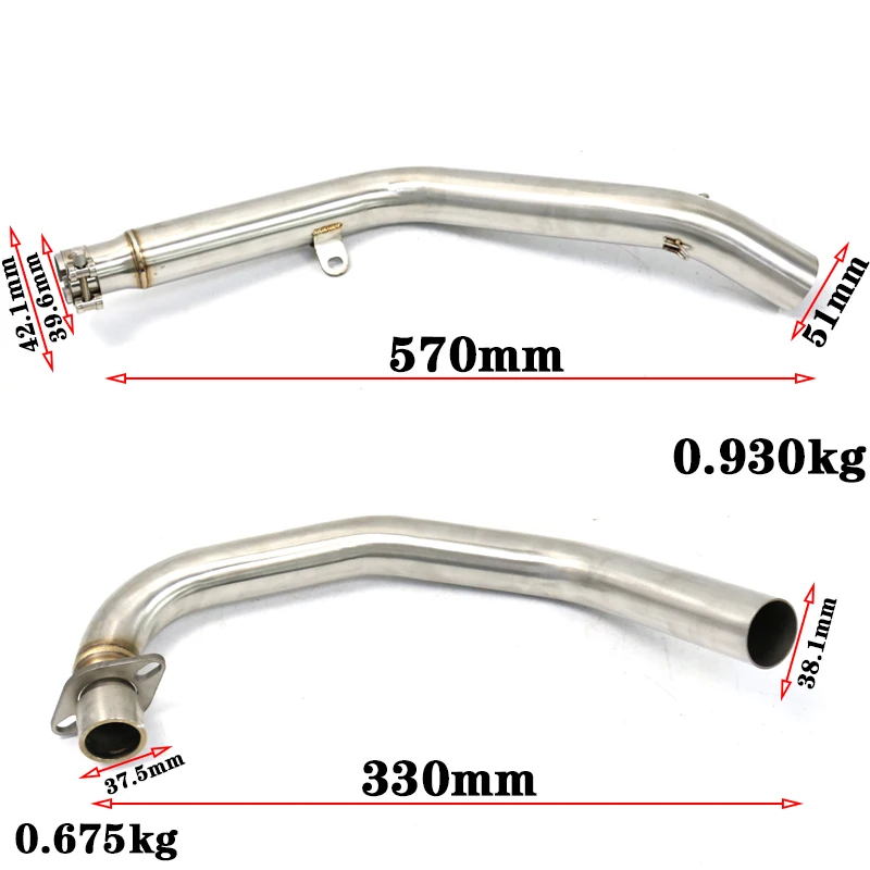 Suitable for Honda CB190 CB190R Stainless Steel Exhaust Front Pipe System Motorcycle Exhaust Muffler Connecting Rod Pipe 51mm