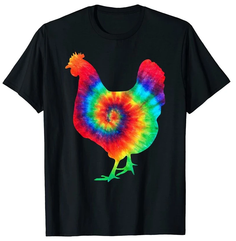 Hen Garden Design Tie Dye Rainbow T-shirt Anime Graphic T-shirts for Men Clothing Women Tees Y2K Tops Unisex Summer Short Sleeve