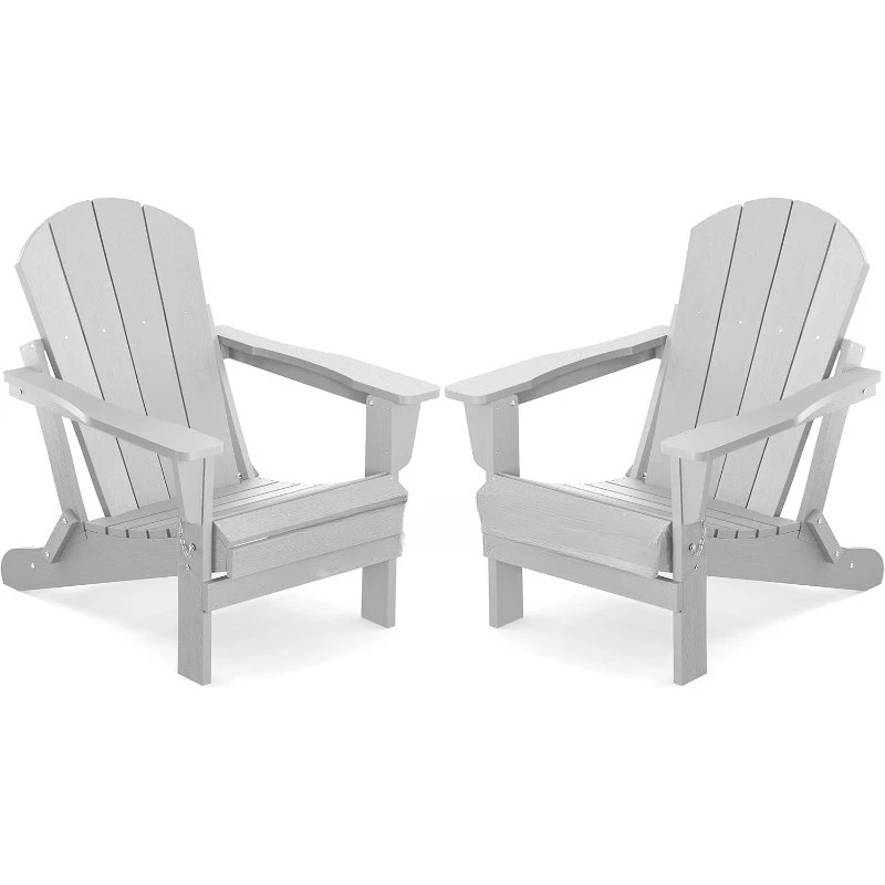 

Foldable Adirondack Chair Set of 2 for Patio Garden Outdoors Fire Pit-Space Grey