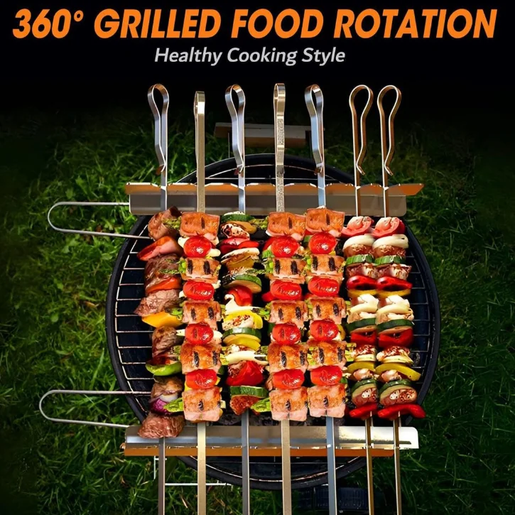 ملحقات الشواء، حامل أسياخ شواء من الفولاذ المقاوم للصدأ قابل للطي للشوي #4