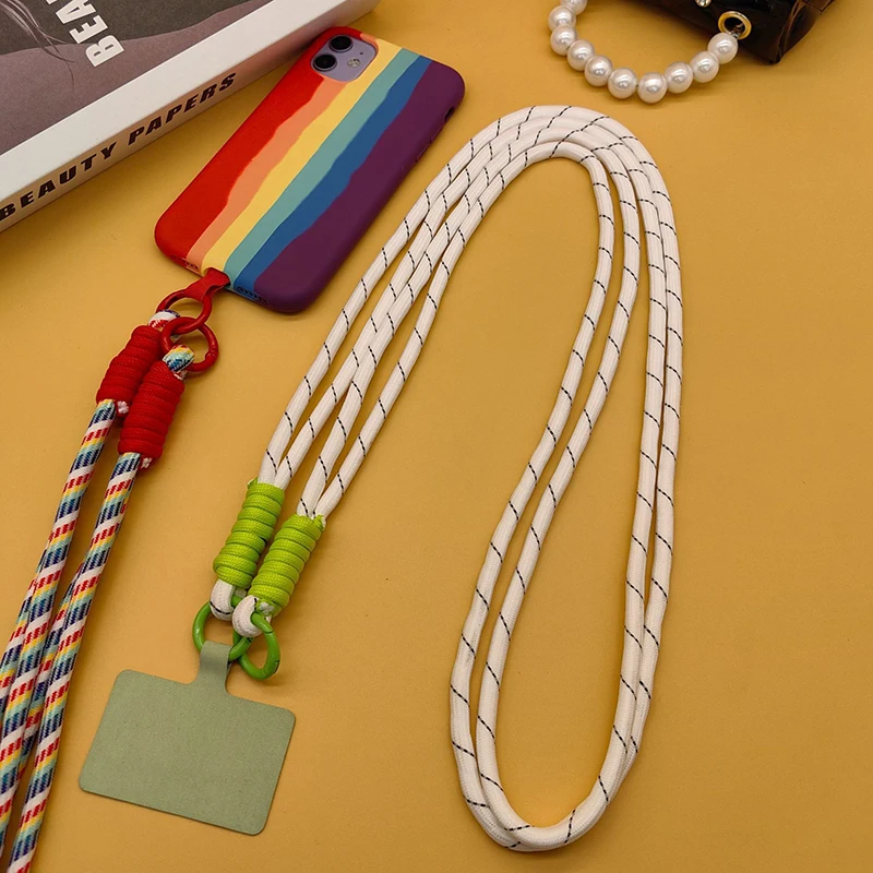 Colourful Braided Mobile Phone Lanyard Adjustable Detachable Phone Case Crossbody Rope Universal Anti-lost Phone Strap